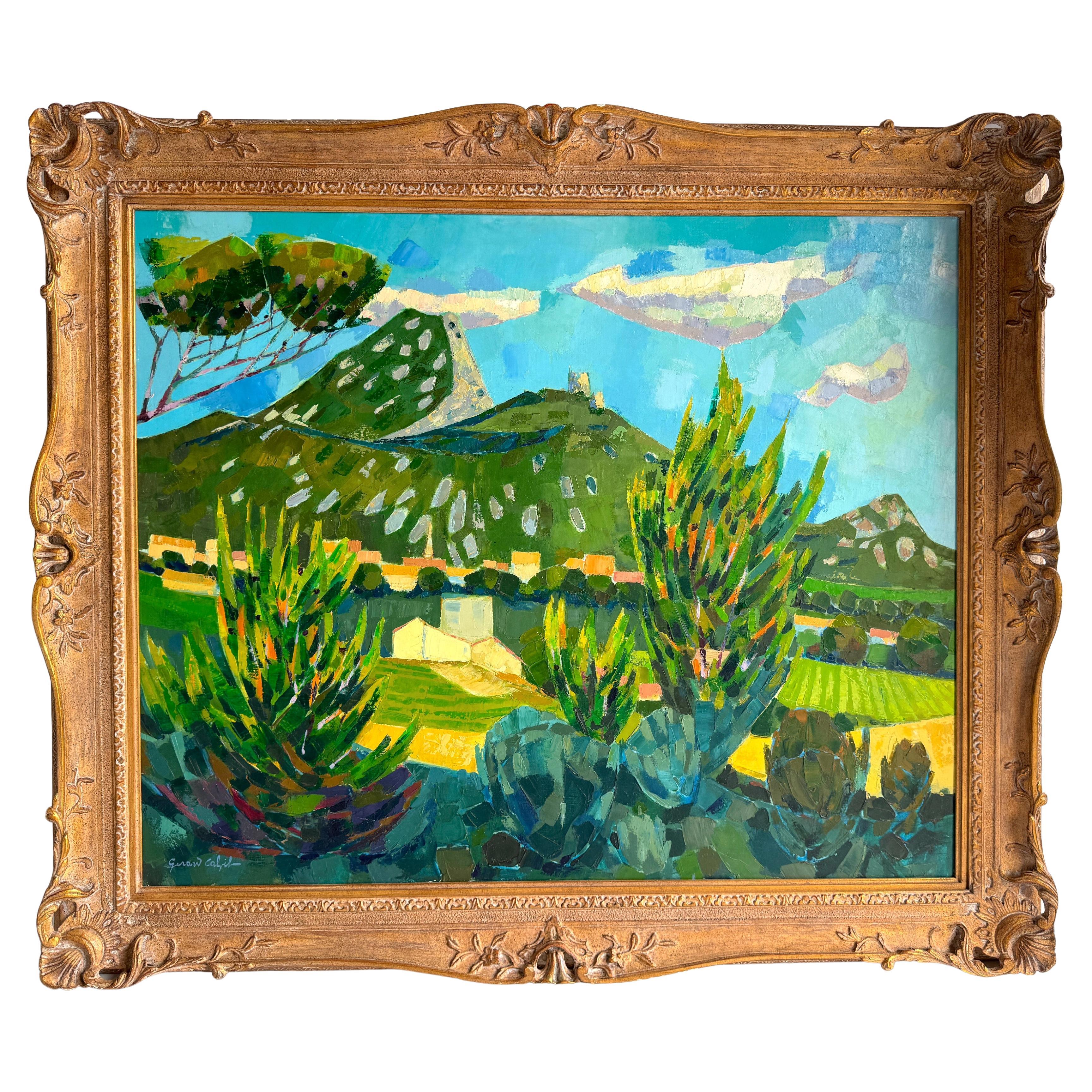 Gérard Calvet Francese, (nato nel 1926) Paesaggio montano espressionista di Gruissan in vendita