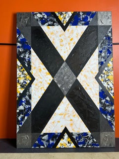 Large Contemporary Blue and White Abstract by Gerald Campbell