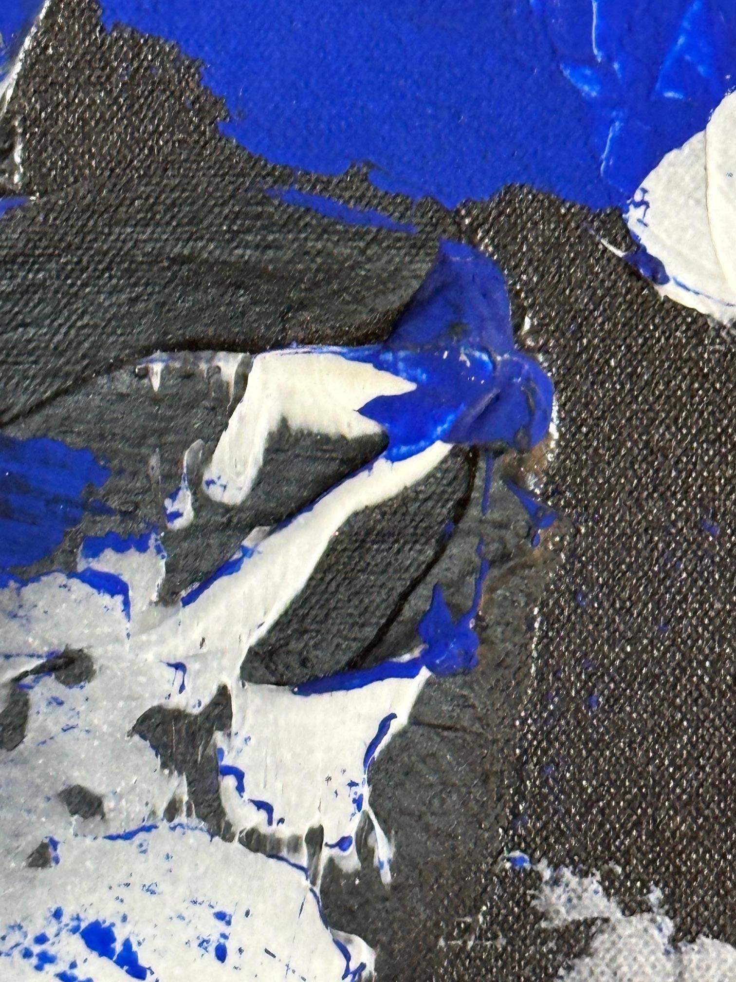 Large Contemporary Blue and White Abstract by Gerald Campbell For Sale 2