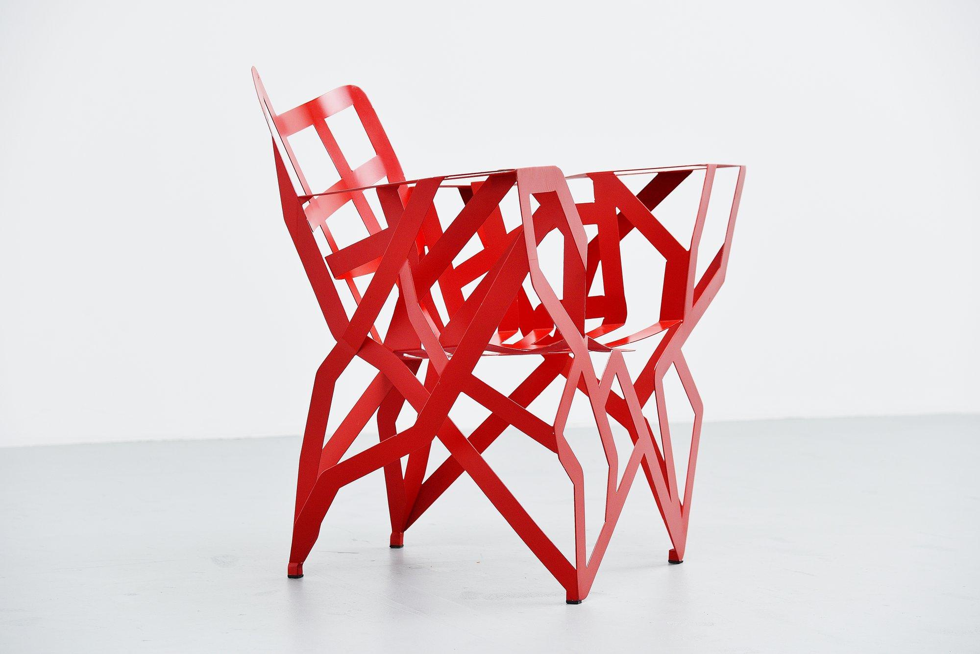 Mid-Century Modern Gerard Coquelin Zig Zag Chair, France, 1990