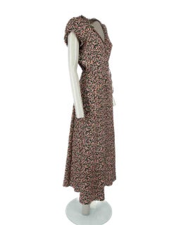 Gerard Darel Floral Silk Wrap Midi Dress Size M.