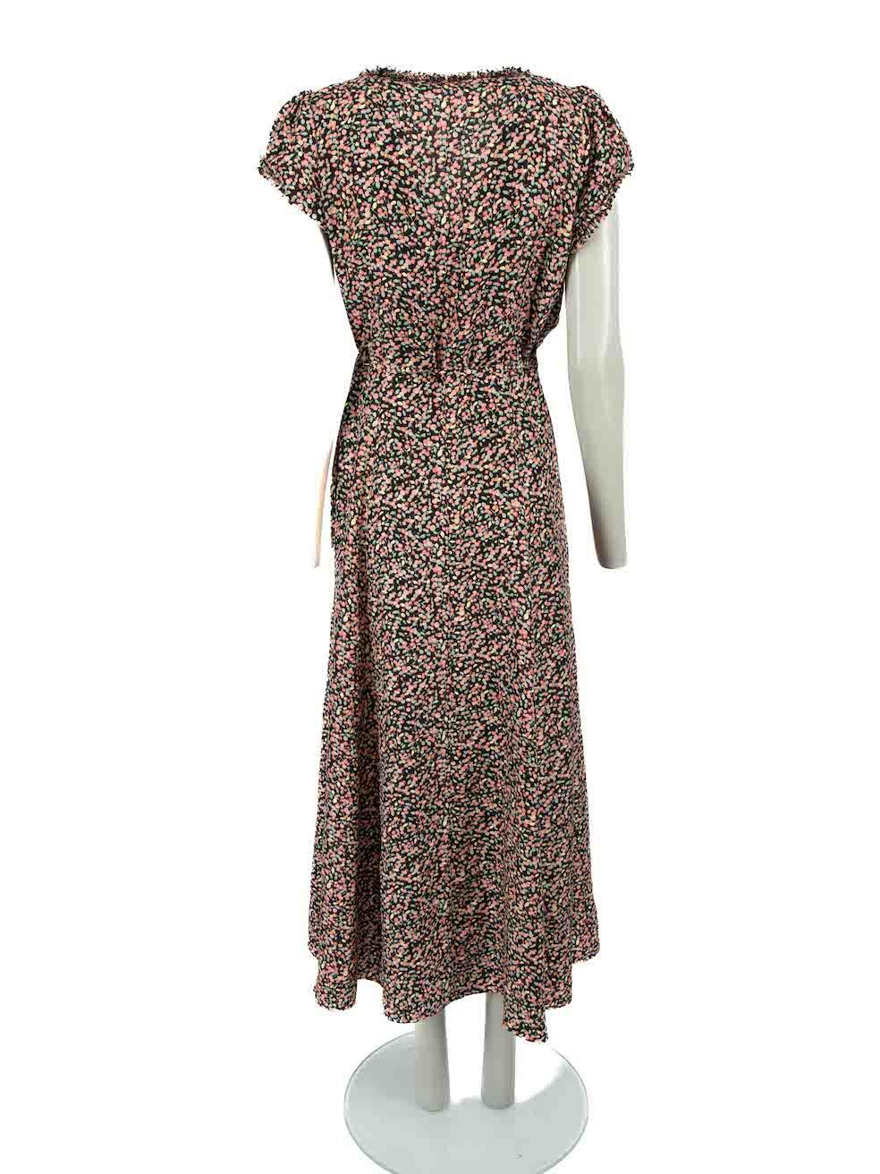 Gerard Darel Floral Silk Wrap Midi Dress Size M In Excellent Condition In London, GB