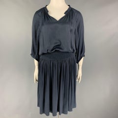 GERARD DAREL Größe 14 Marineblaues Polyester-Kleid mit elastischem Tailleband
