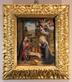 Nativity Jesus David Paint 16/17th Century Oil on copper Old master Flemish Art