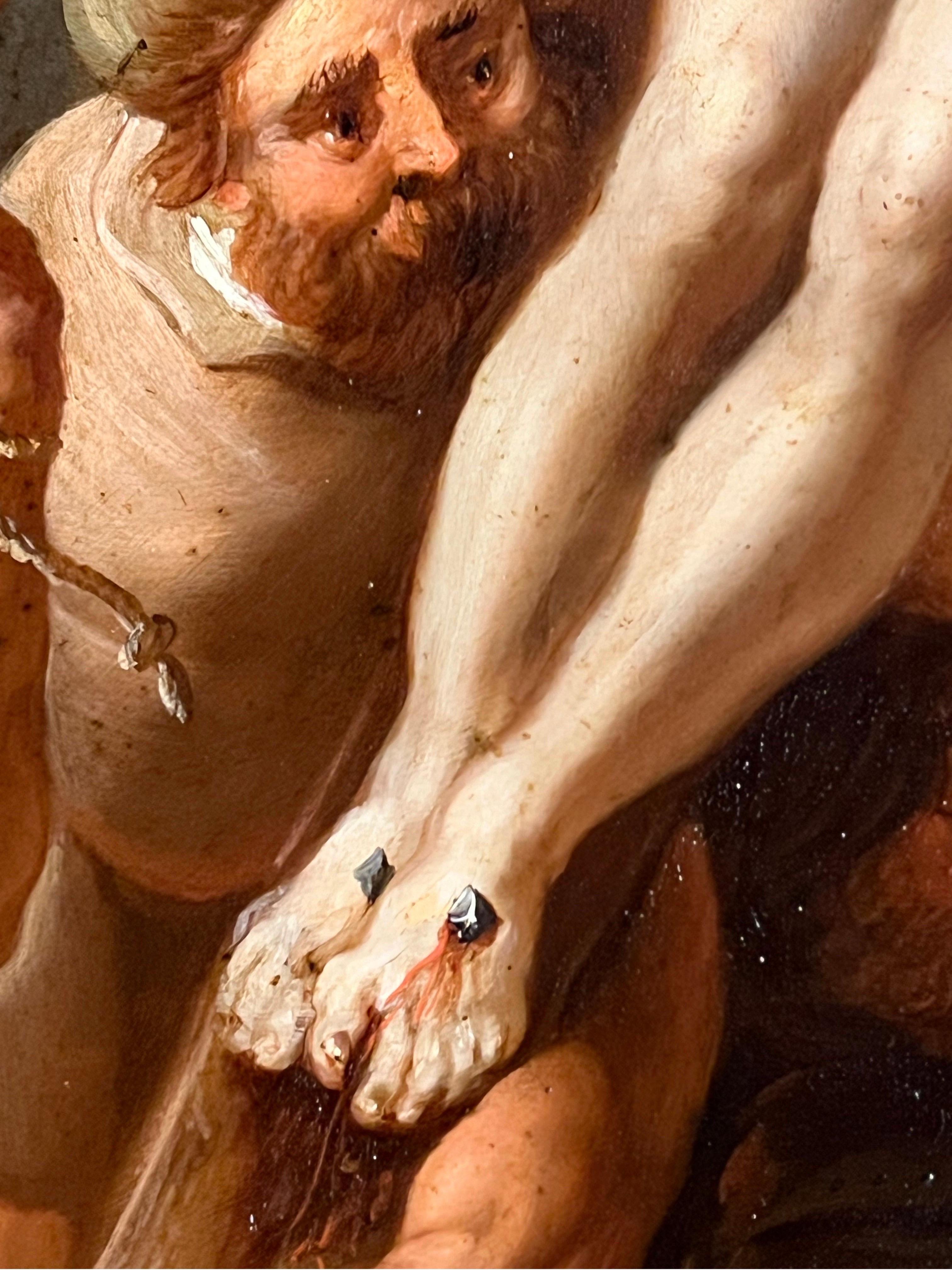 Dipinto antico fiammingo del XVII secolo - La crocifissione - Cristo di Rubens 6