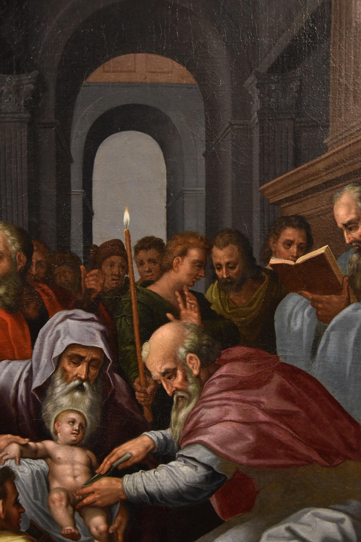 Circoncision Christ Lairly Peinture Flemish Huile sur toile Vieux maître 17ème siècle en vente 7