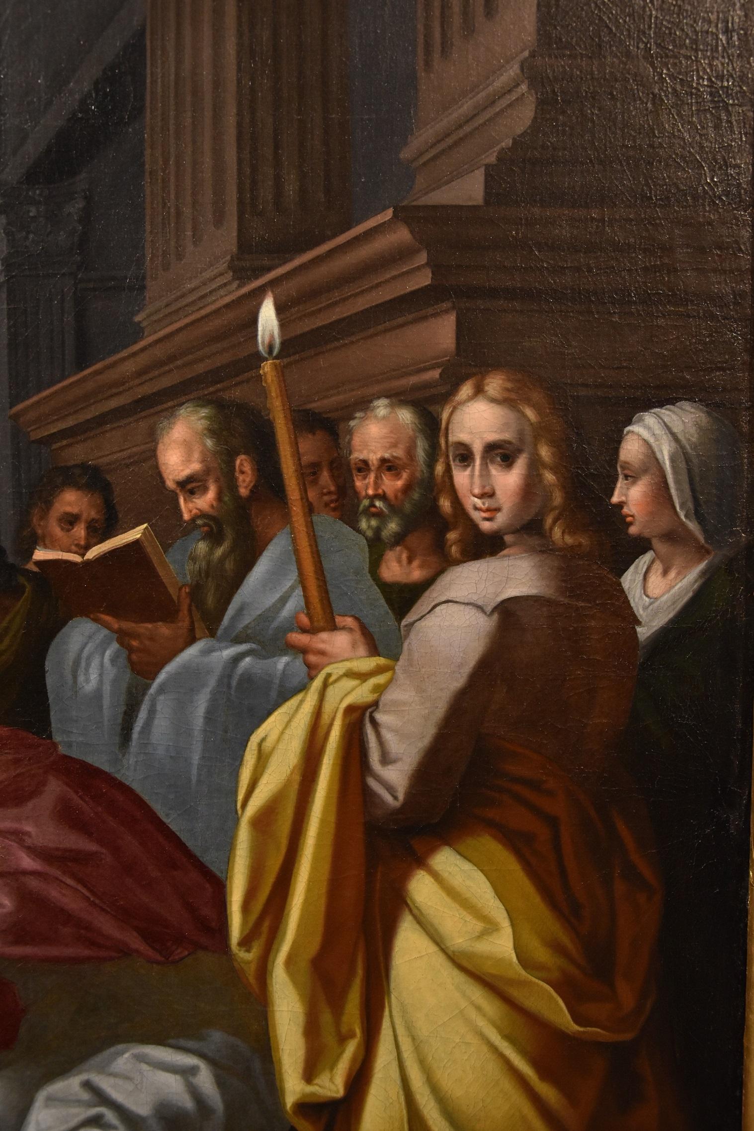 Circoncision Christ Lairly Peinture Flemish Huile sur toile Vieux maître 17ème siècle en vente 8