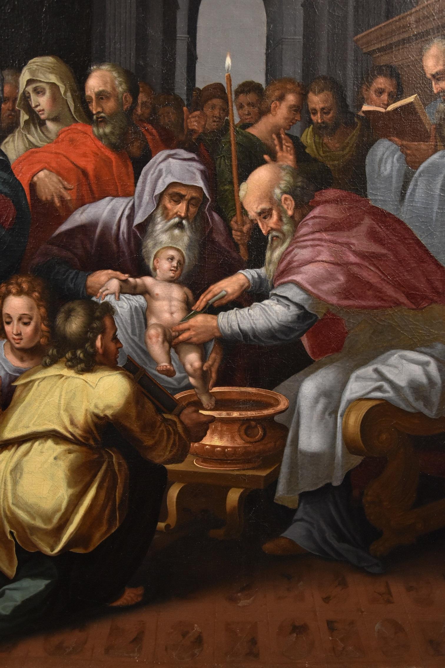 Circoncision Christ Lairly Peinture Flemish Huile sur toile Vieux maître 17ème siècle en vente 14