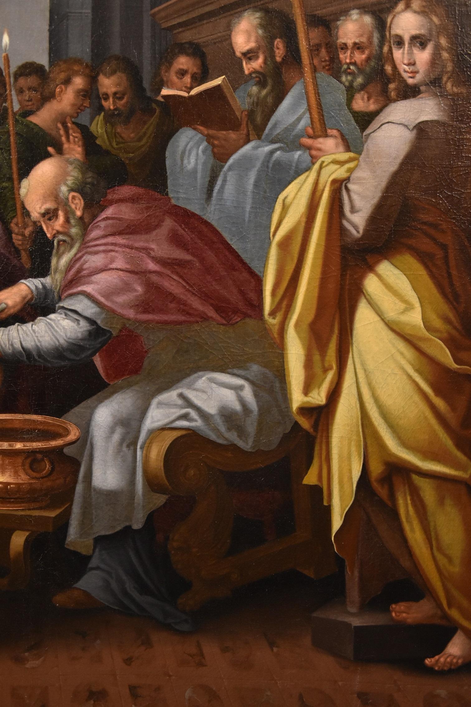 Circoncision Christ Lairly Peinture Flemish Huile sur toile Vieux maître 17ème siècle en vente 15