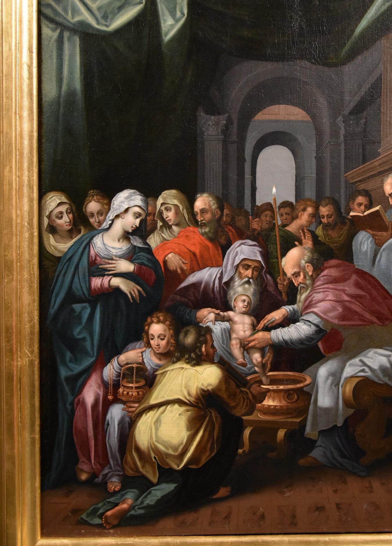 Circoncision Christ Lairly Peinture Flemish Huile sur toile Vieux maître 17ème siècle en vente 2