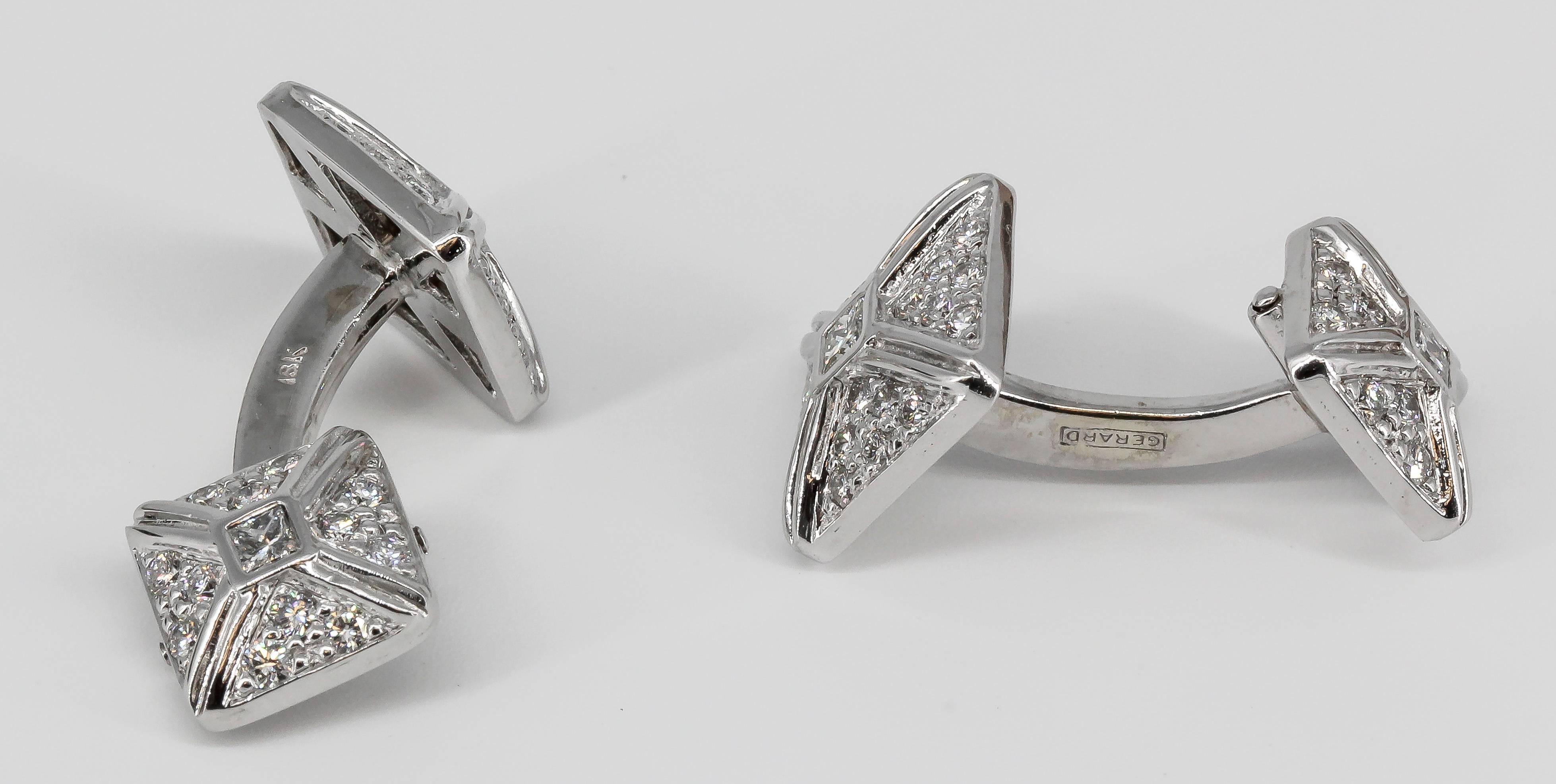 Gerard Diamond and White Gold Cufflinks and Studs Set In Excellent Condition In New York, NY