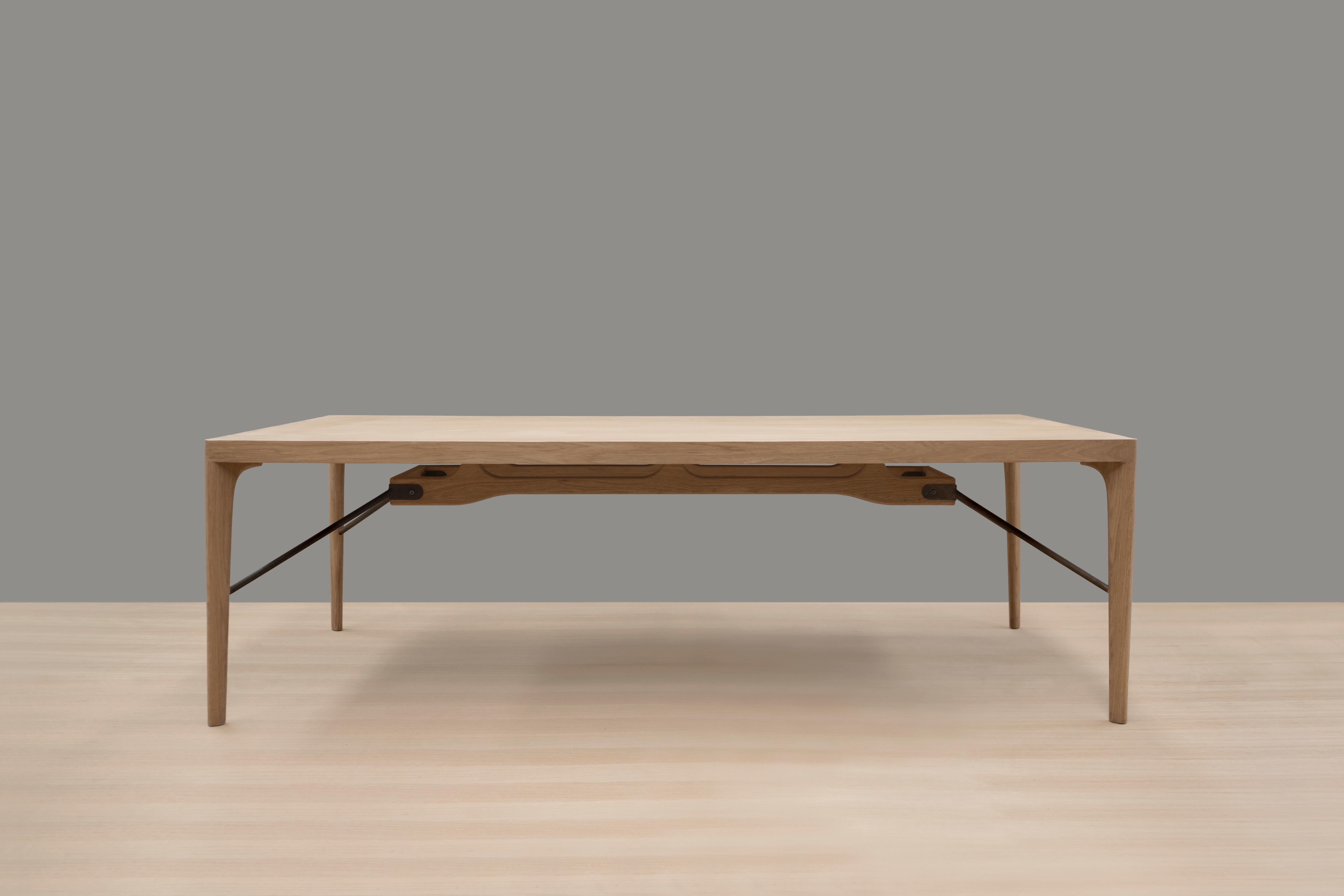 Gerard dining table by Thai Hua
Dimensions: D 280 x W 122 x H 75 cm
Materials: oak wood.

Dining table made of natural white oak.

Thai Hua is an Industrial designer originally from Vietnam trained in Switzerland. Since 2003 Thai Hua has