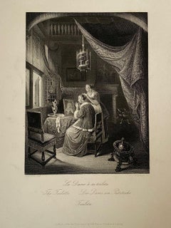 Gerard Dou " Die Dame am Putztische" Engraving 19th Century