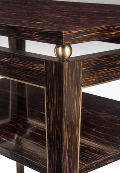 Gerard Feretti, Pair of Versatile Brass Mounted Palm Wood Tables