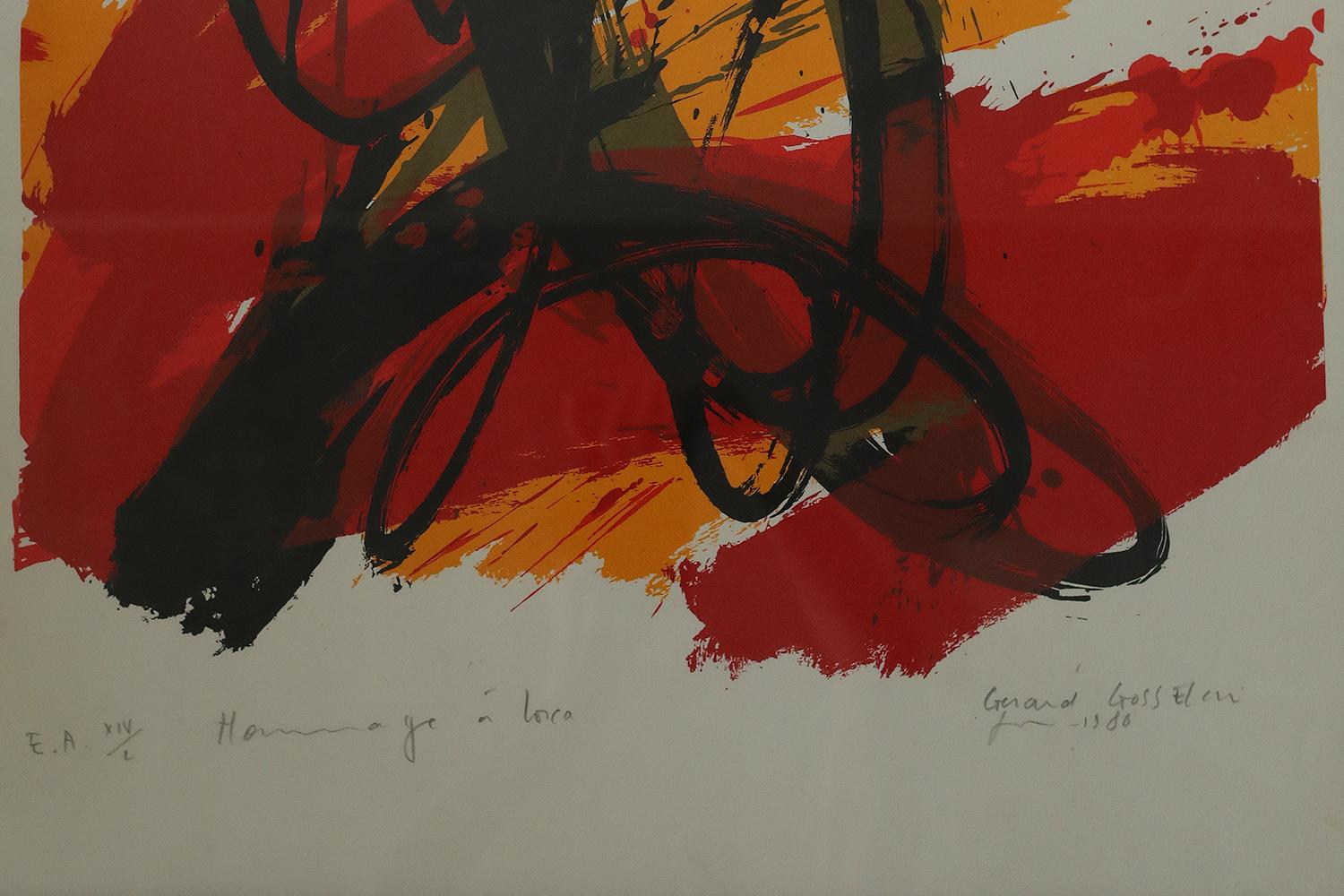 French Gérard Gosselin, Hommage à Lorca, Color Lithograph, 1986, Framed For Sale