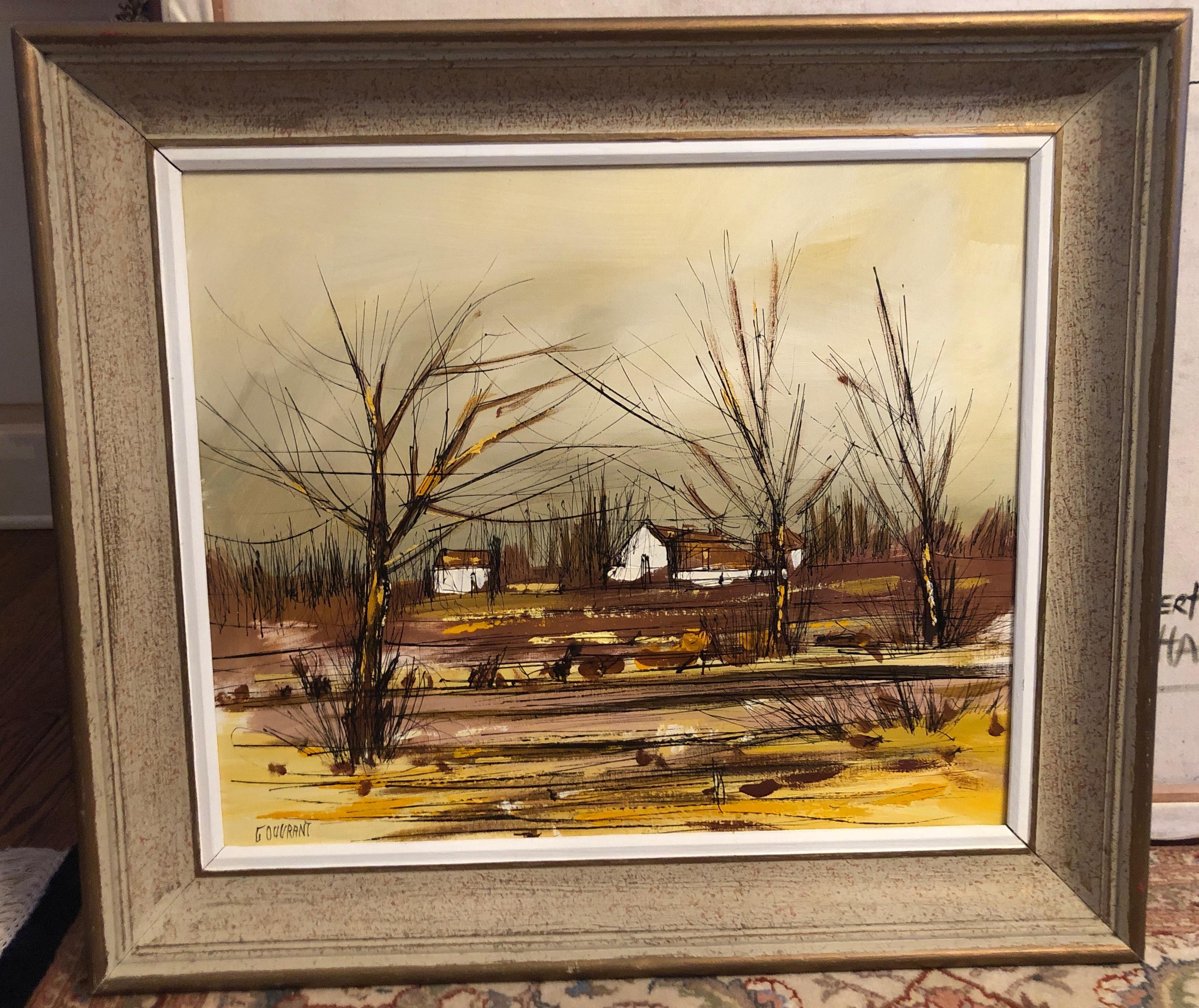 Original landscape painting by Gerard Gouvrant, inscribed on the back 
