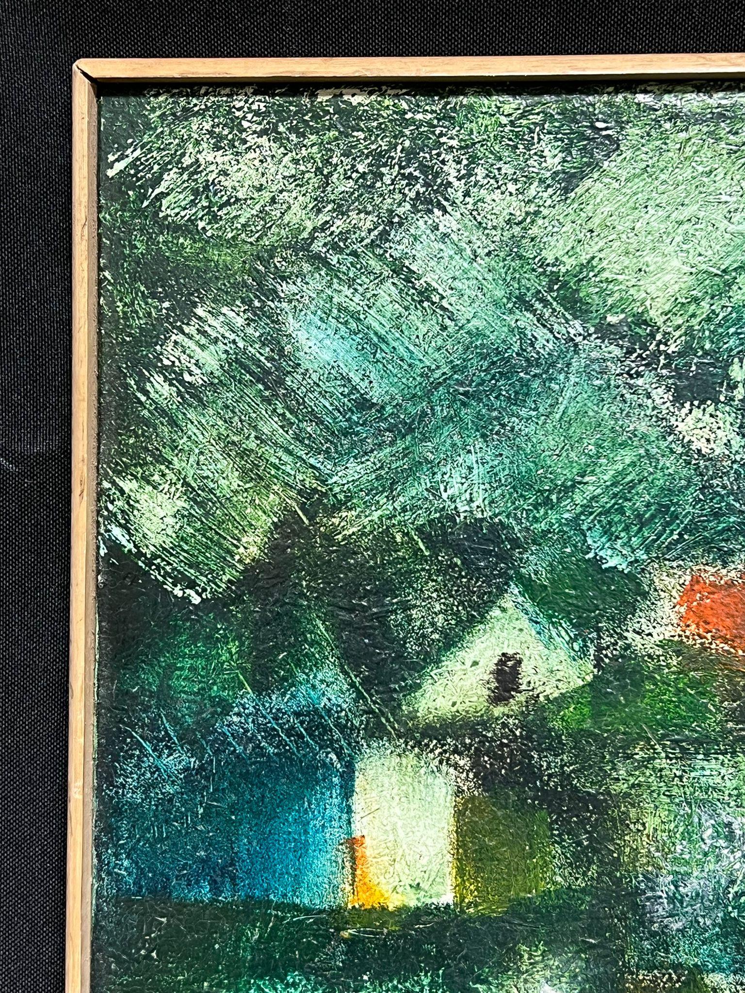 Pittura astratta espressionista ad olio del paesaggio modernista francese firmata - Painting Impressionismo di Gerard Guegueniat