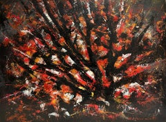 Abstract Expressionist Tree in Red, Black and White Autumn Colours