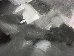 Black and White French Abstract Expressionist Oil