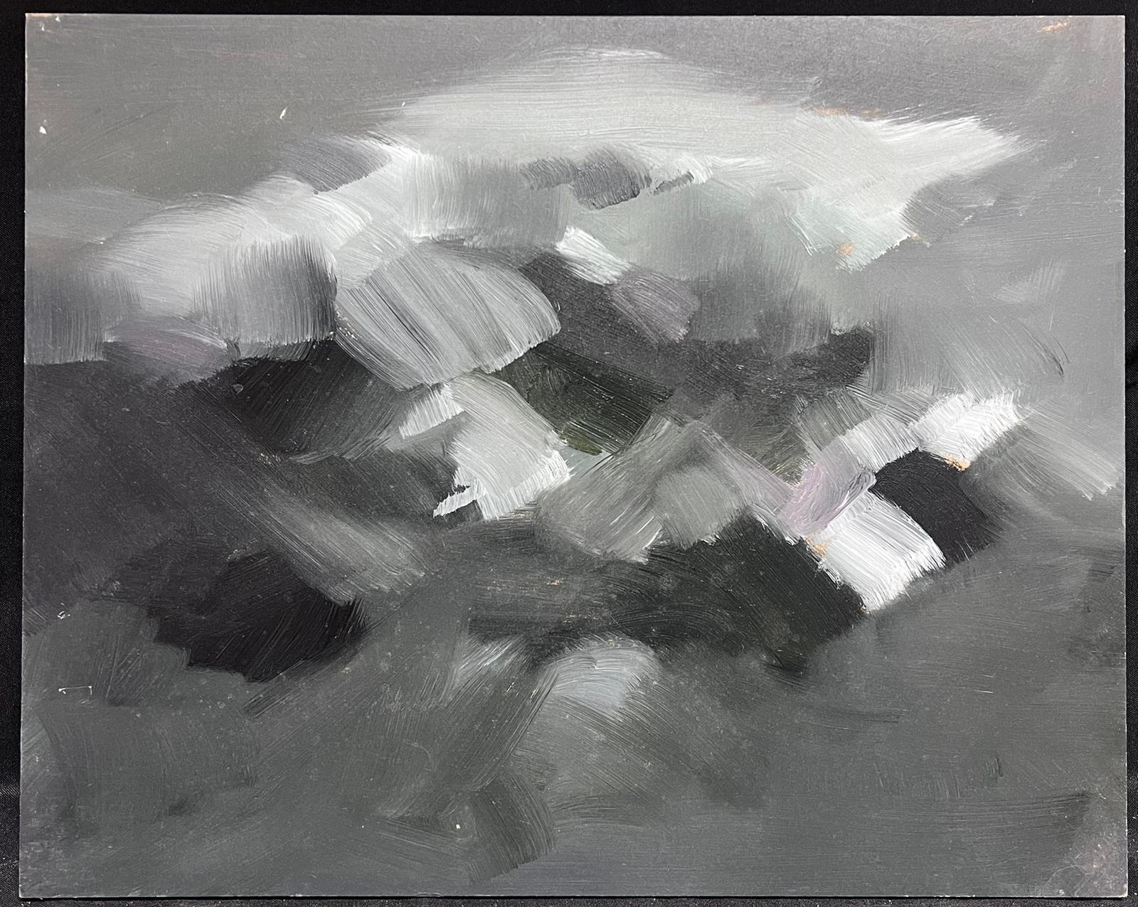 Black and White French Abstract Expressionist Oil  For Sale 1