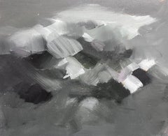Black and White French Abstract Expressionist Oil 