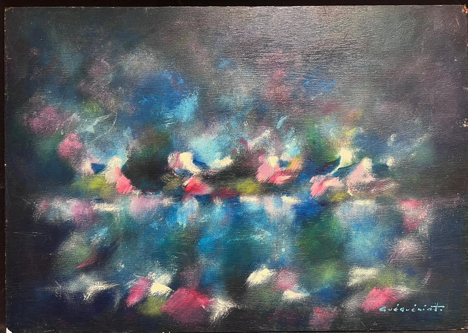 French Abstract Expressionist Signed Oil Blur of Color 20th Century - Painting by Gerard Guegueniat