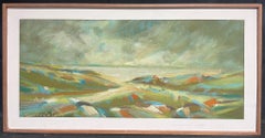 French Abstract Expressionist Signed Oil Coastal Landscape Large Original
