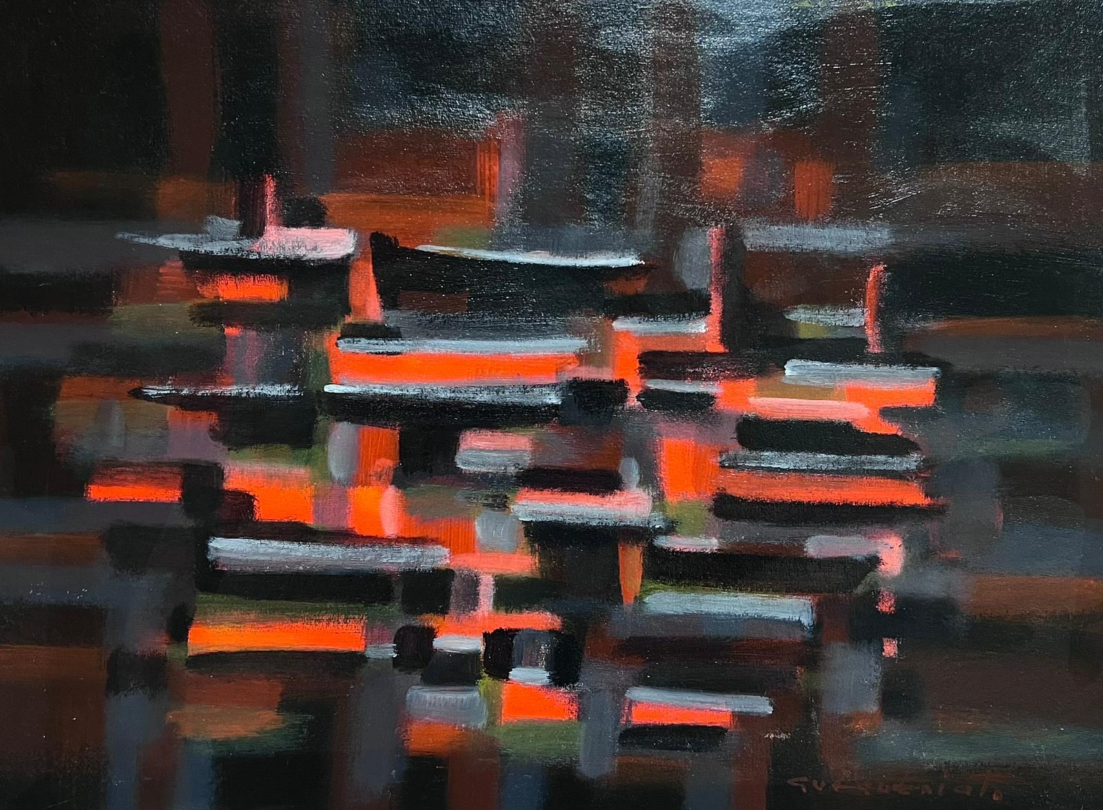 Olio firmato da un espressionista astratto francese - Painting di Gerard Guegueniat