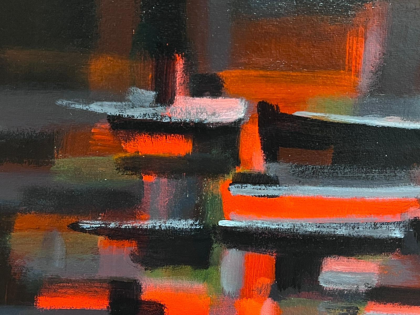 Olio firmato da un espressionista astratto francese - Abstract Painting Nero di Gerard Guegueniat