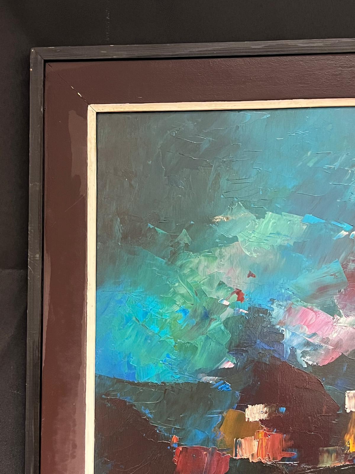 Abstract Expressionist Composition
by Gerard Guegueniat (French 1970's)
signed oil painting on board, 
framed: 40 x 24.5 inches
board: 36 x 21 inches
provenance: private collection, France
condition: very good and sound condition, minor surface
