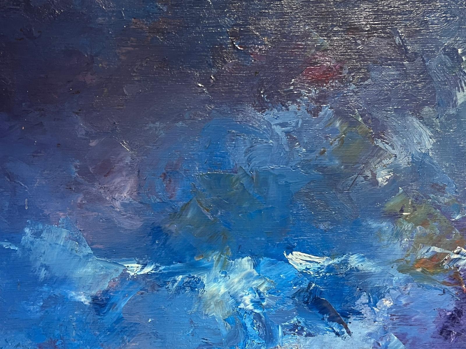 Composizione astratta espressionista del cielo
di Gerard Guegueniat (francese, anni '70)
dipinto a olio su tavola firmato, incorniciato
incorniciato: 25,5 x 35 pollici
tavola: 24 x 34 pollici
provenienza: collezione privata, Francia
condizioni: