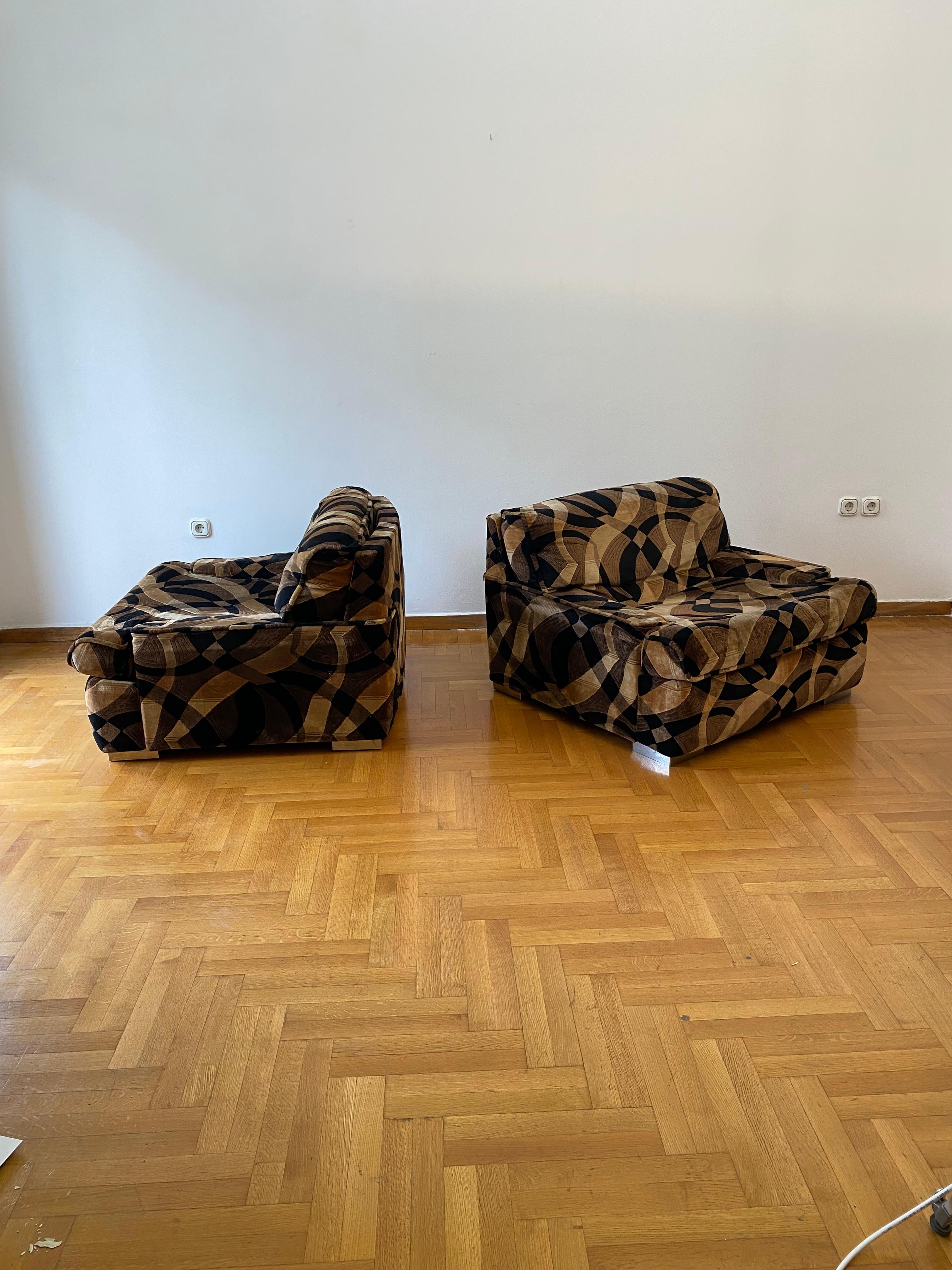 Poltrone Gerard Guermonprez 1970 in velluto Vintage Midcentury Hollywood Regency in vendita 4