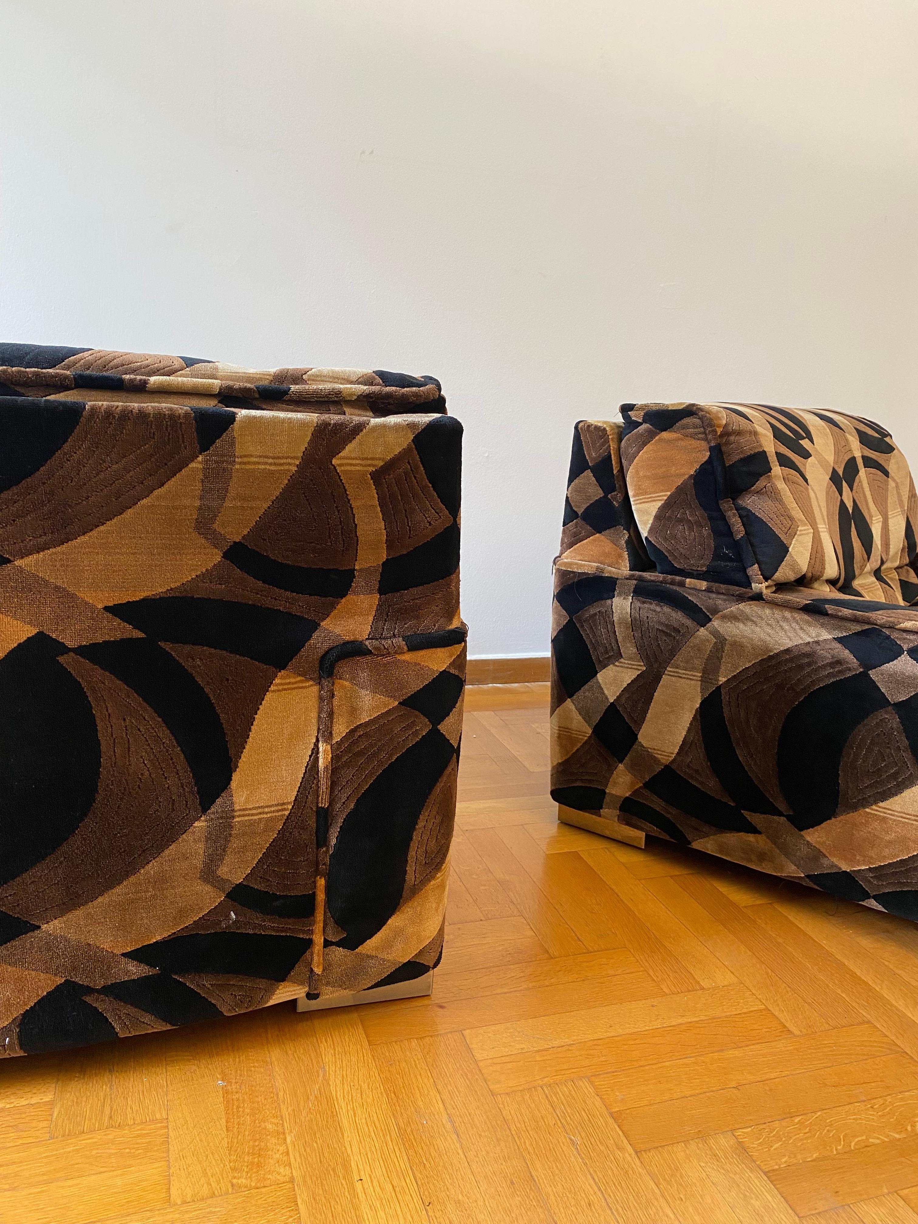 Poltrone Gerard Guermonprez 1970 in velluto Vintage Midcentury Hollywood Regency in vendita 7