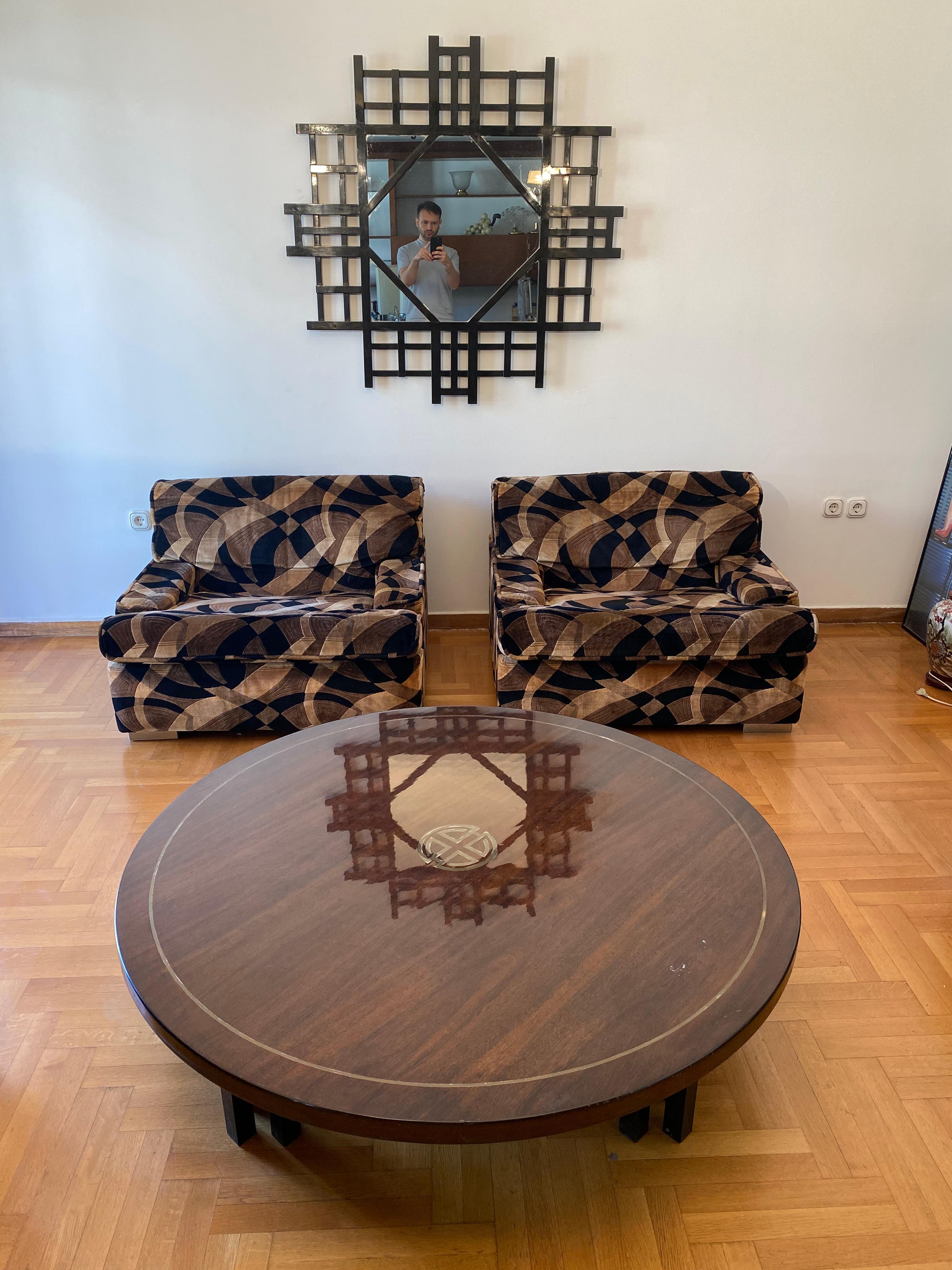 Mid-Century moderno Poltrone Gerard Guermonprez 1970 in velluto Vintage Midcentury Hollywood Regency in vendita