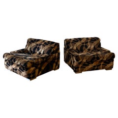 Gerard Guermonprez Armchairs 1970s Velvet Vintage Midcentury Hollywood Regency