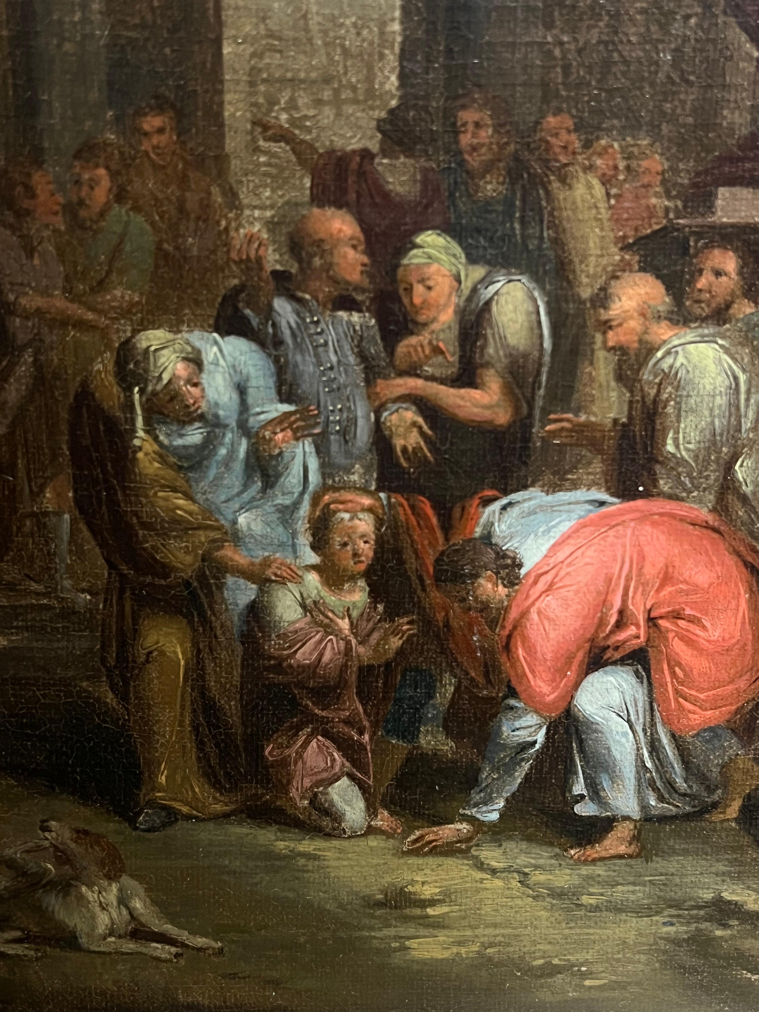 17th Century Dutch Baroque Old Master Oil Painting Christ Healing the Sick 3