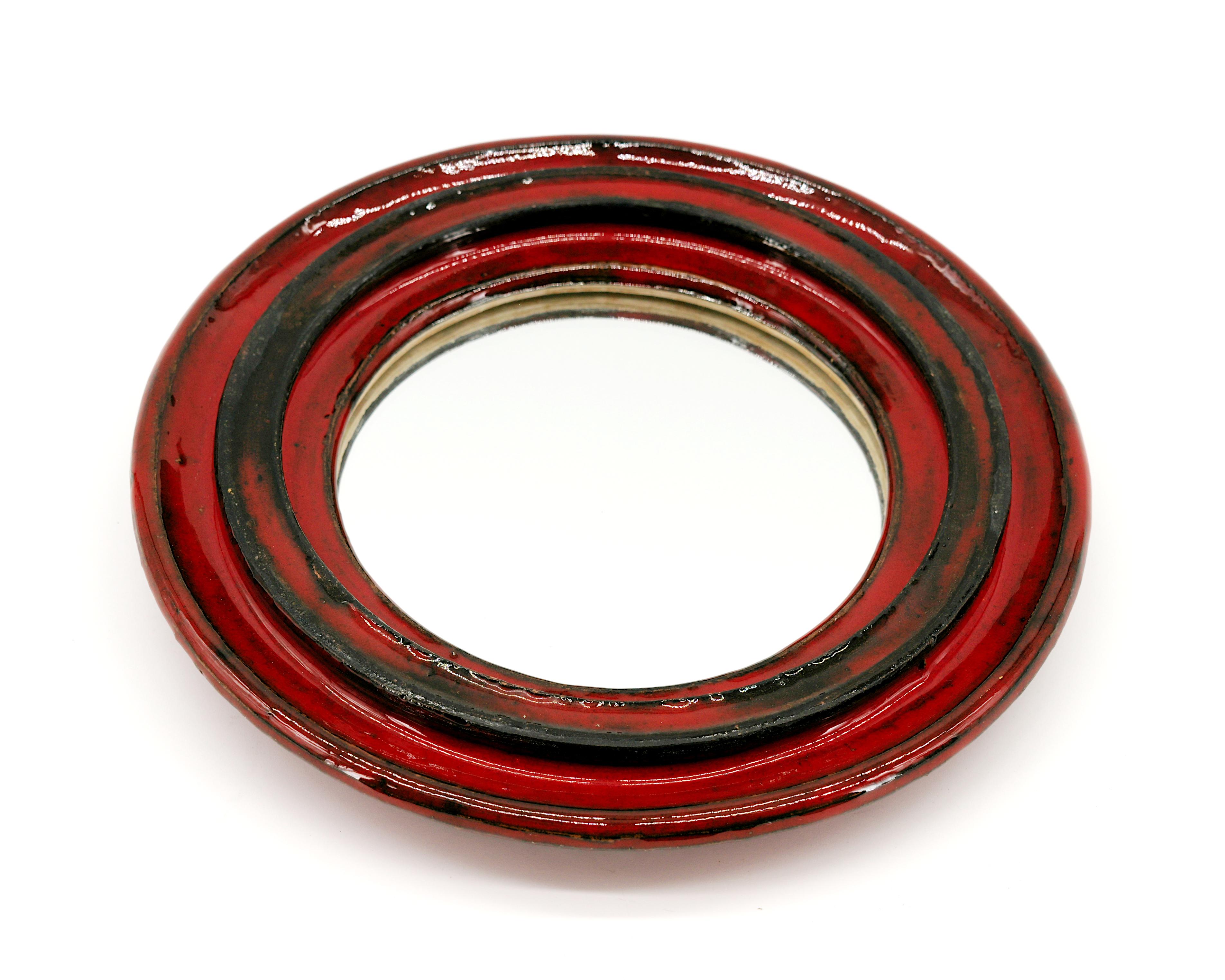 A Gérard HOFMAN Vallauris, miroir mural en céramique du milieu du siècle, années 1960 Excellent état - En vente à Saint-Amans-des-Cots, FR