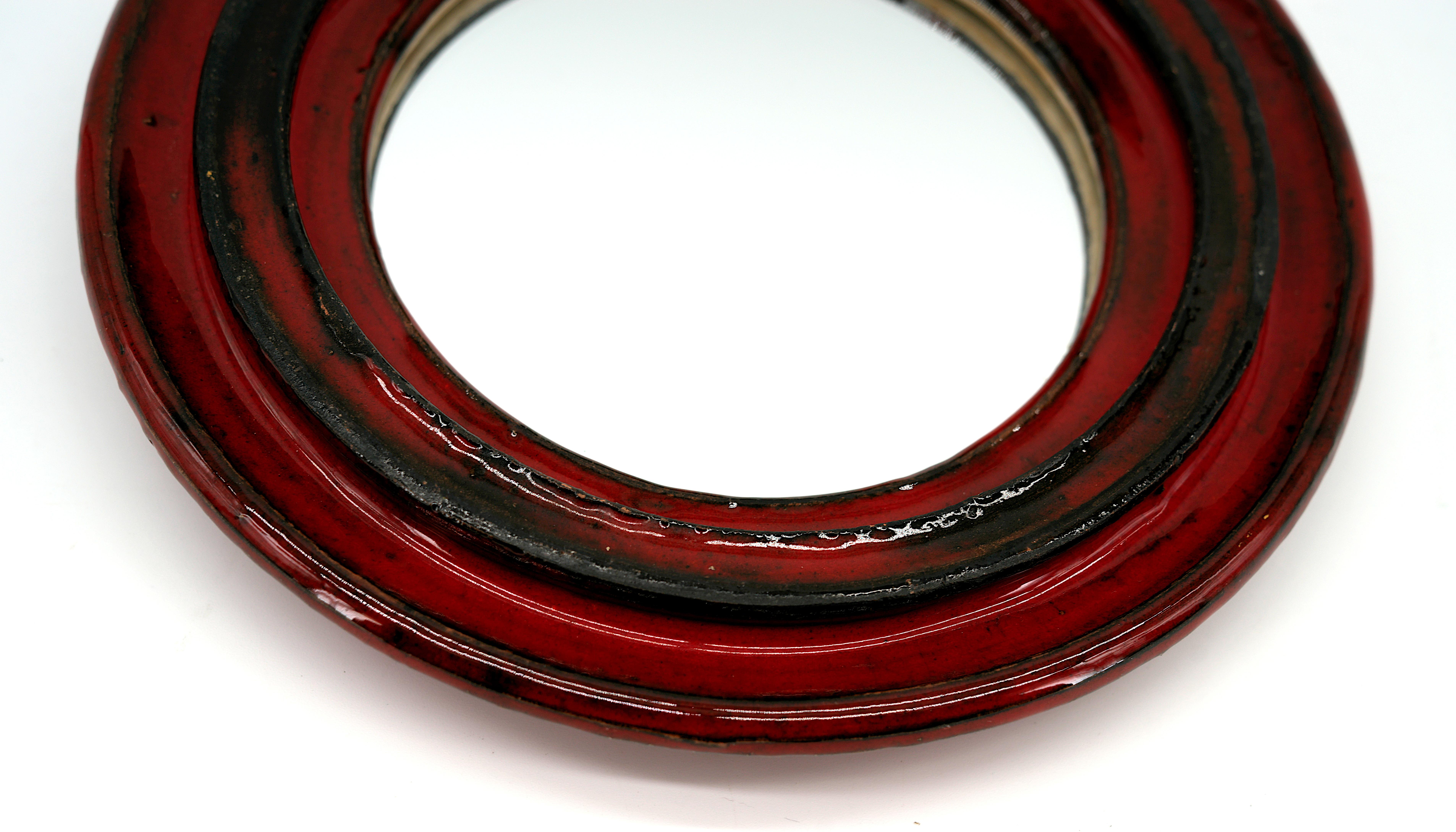 20ième siècle A Gérard HOFMAN Vallauris, miroir mural en céramique du milieu du siècle, années 1960 en vente