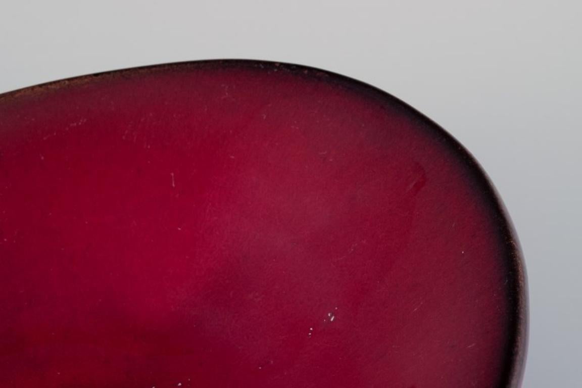 Glazed Gerard Hofmann, French ceramicist, own workshop.  Bowl with ox blood glaze For Sale