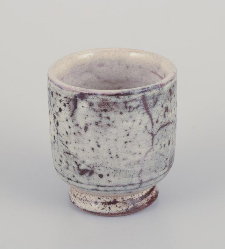 Mid-20th Century Gerard Hofmann. French ceramicist, own workshop. Set of four small cups. For Sale