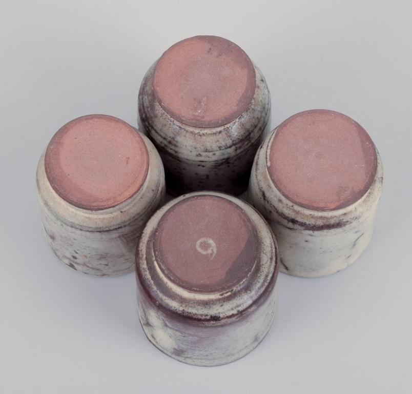 Ceramic Gerard Hofmann. French ceramicist, own workshop. Set of four small cups. For Sale