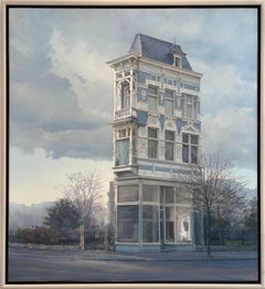 Huis a Rotterdam Pittura a olio su pannello Casa Realismo olandese In magazzino