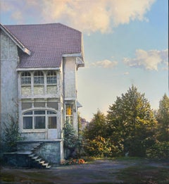 Huis met Trap Pintura al Óleo sobre Panel Casa con Escaleras Realismo Holandés En Stock