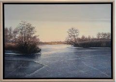 IJslandschap Paesaggio di ghiaccio Pittura a olio su pannello Nature Realismo Olandese In magazzino