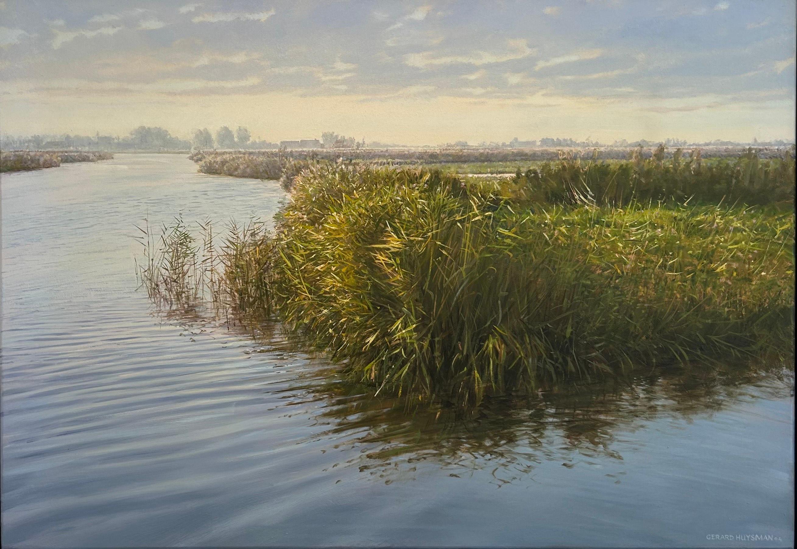Polderlandschap Polderlandschaft Ölgemälde auf Platte Nature Realism Vorrätig – Painting von Gerard Huysman