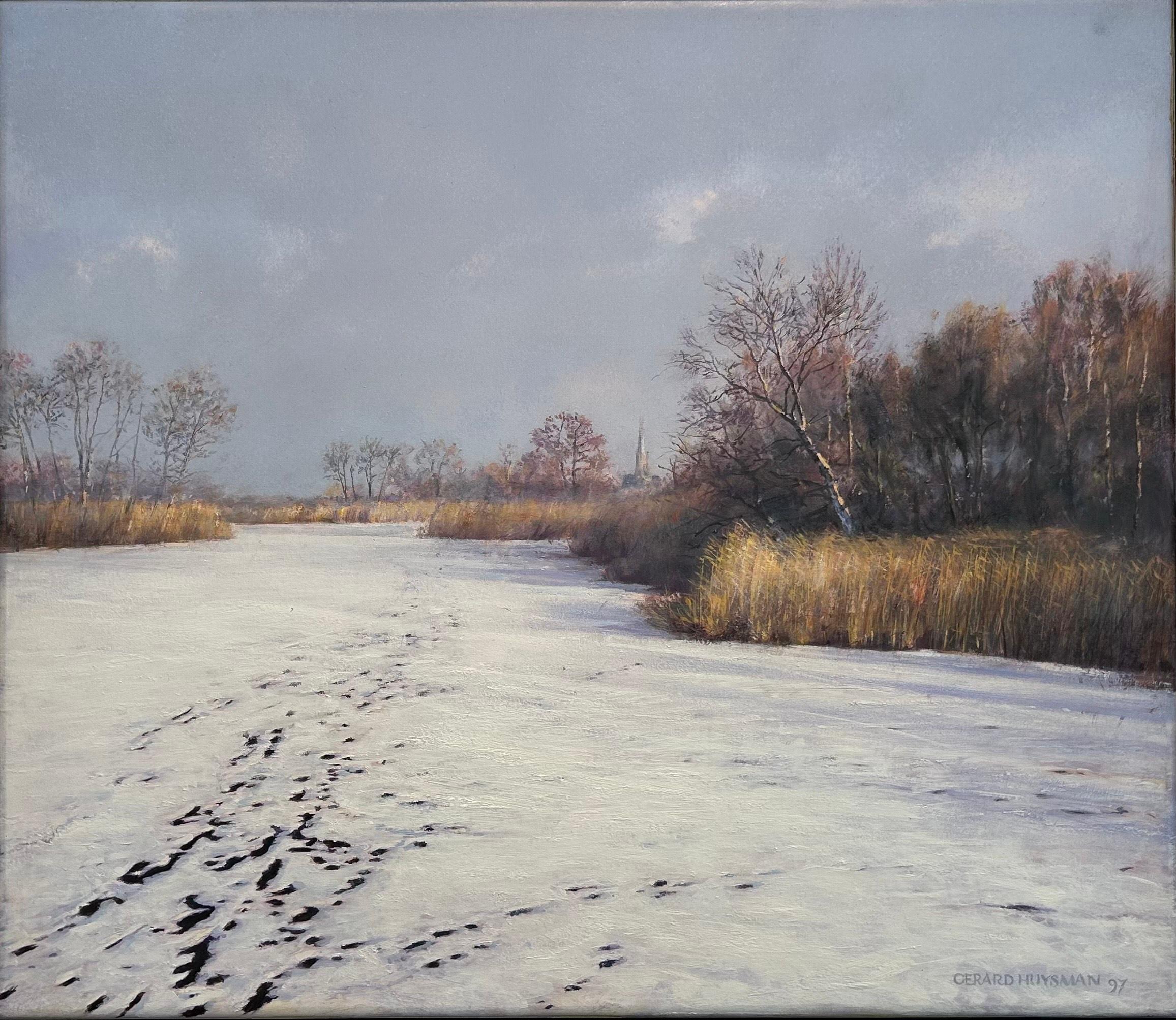 Sneeuw Winter Landschap Ölgemälde auf Leinwand Schnee Landschaft Nature  Vorrätig – Painting von Gerard Huysman