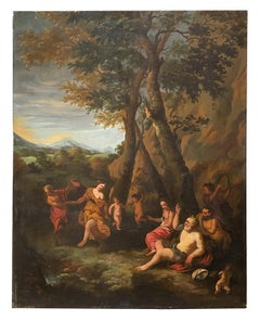 Gerard I Hoet, Bacchanal - Oil on Board, 17th Century
