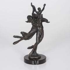 Vintage Bronze Modern Sculpture, The Family, Dancing, French German Artist Gerard Koch