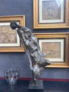 Gérard Koch, "Personnage Penché" Bronze Figure on Slate Base, 1/4