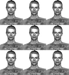 „David Bowie Mugshot“ Druck 39 x 36 Zoll Auflage von 75 Stück von Gerard Marti